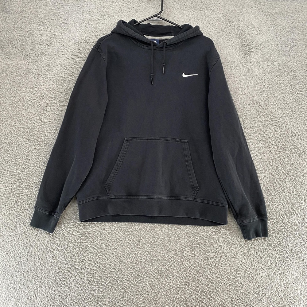 Nike Hoodie Mens Large Black Fleece Pullover Swoosh Sweatshirt Fleece Sweater